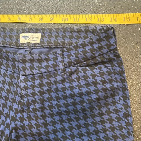 OLD NAVY size 2 Black & Royal Blue houndstooth PIXIE crop pants Stretch - Picture 5 of 11